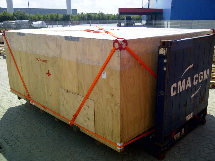 Industries Cordlash and Corner Lashing Plate on Big Crate on Flat Rack Cargo Restraint Systems Pty Ltd