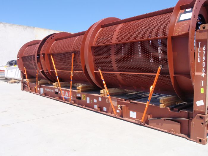 Industries Mining Trommels on Flat Rack with Cordlash